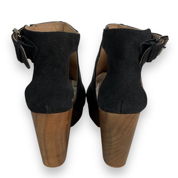 Free People Clogs Sz 37 US 6.5 7 Amber Orchard Clog Wood Platform Leather Black - Picture 11 of 13